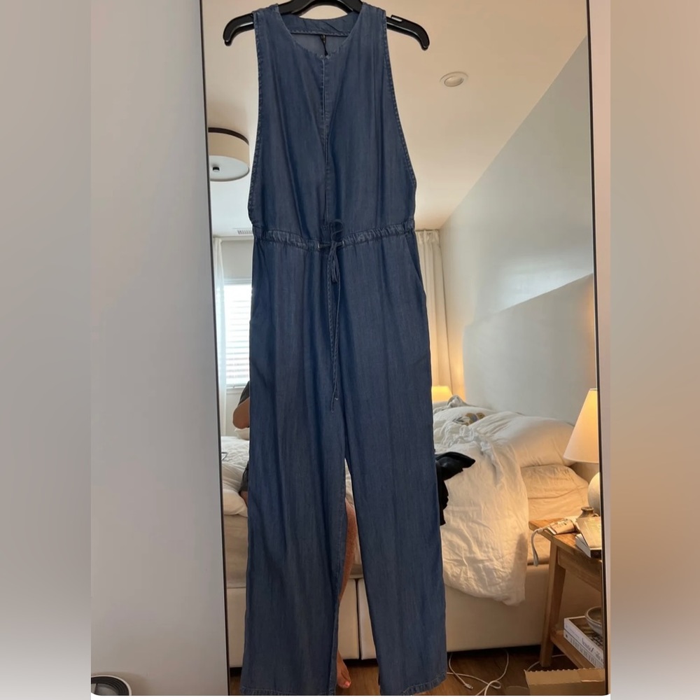 Zara denim jumpsuit front opening sz XS